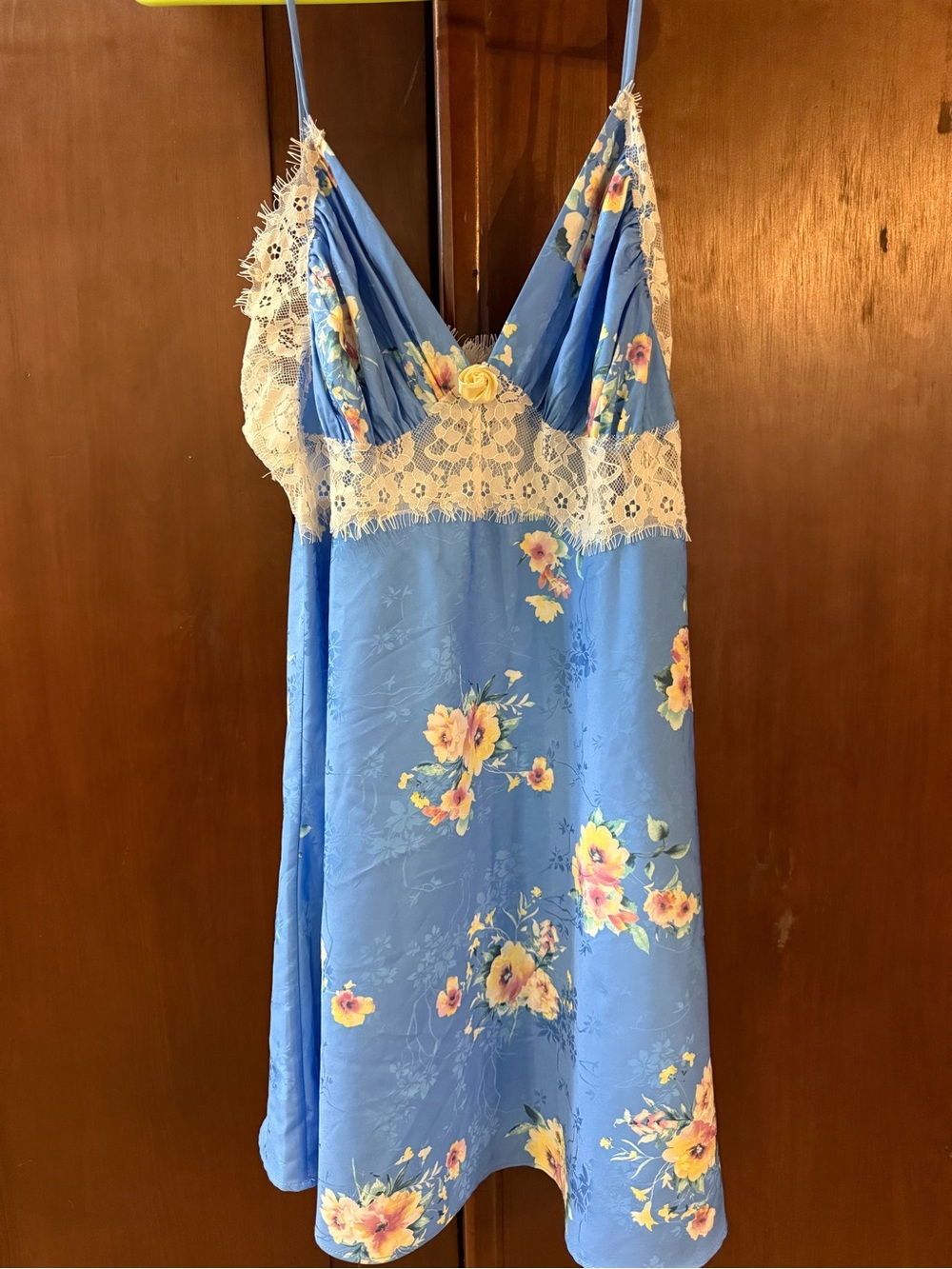 Altar’d State Blue Floral Lace Slip Dress